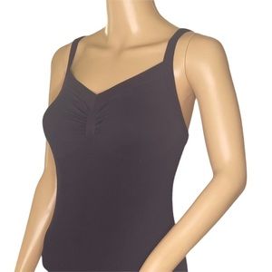 SUGARLIPS   Black Sleeveless V-neck Top with Ruching at Bustline    NWOT   O/S